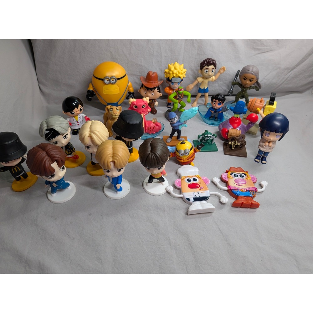 Mixed Fast Food Toy Lot 24pc BTS TinyTAN Minions Naruto Mr Potato Head Disney